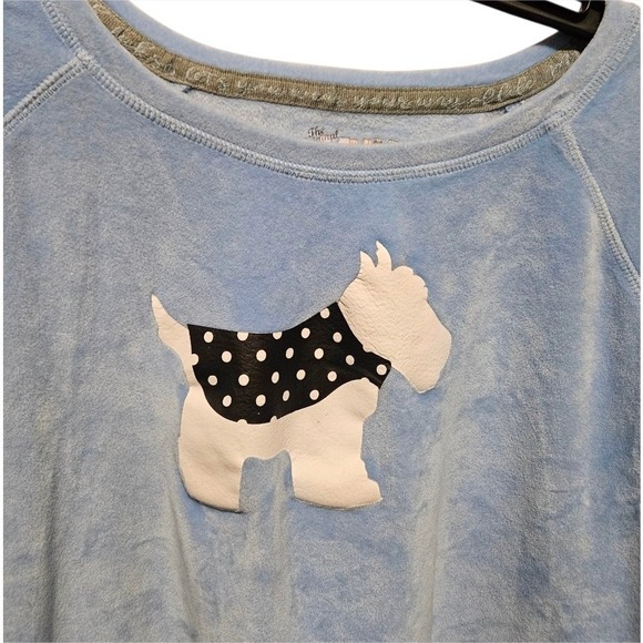 MUK LUKS Women's Light Blue Velour Scottish‎ Terrier Dog Applique Sweatshirt XL - Picture 3 of 9
